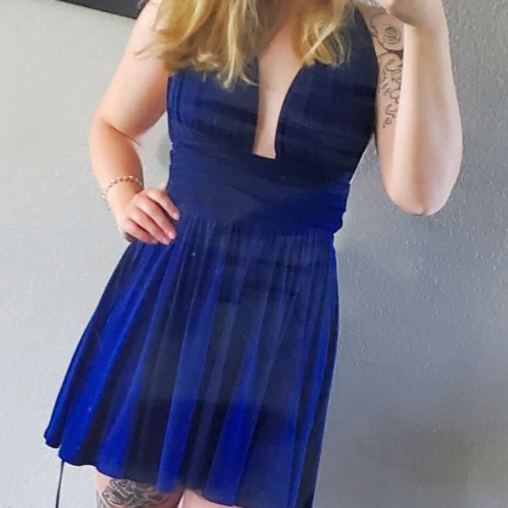 Blue Low Cut Dress